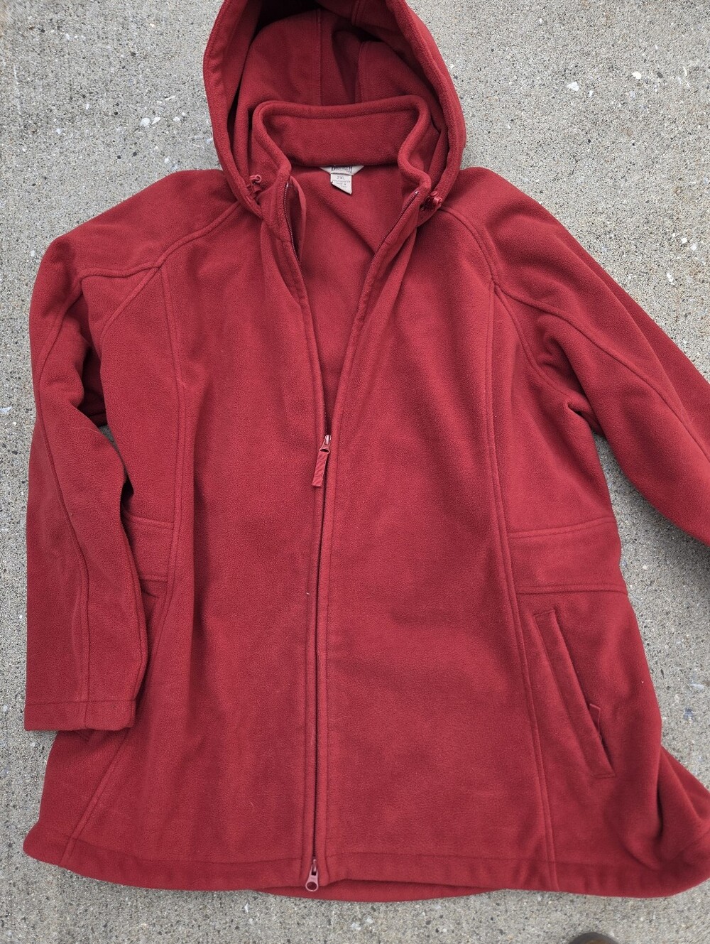 Duluth Trading Co Red Full Zip Fleece Hooded Longline Jacket Coat 2XL